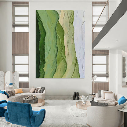 Textured Green Mountain - Inspired Abstract Art for Dining Room & Mountain - View Cottage DLZ1203