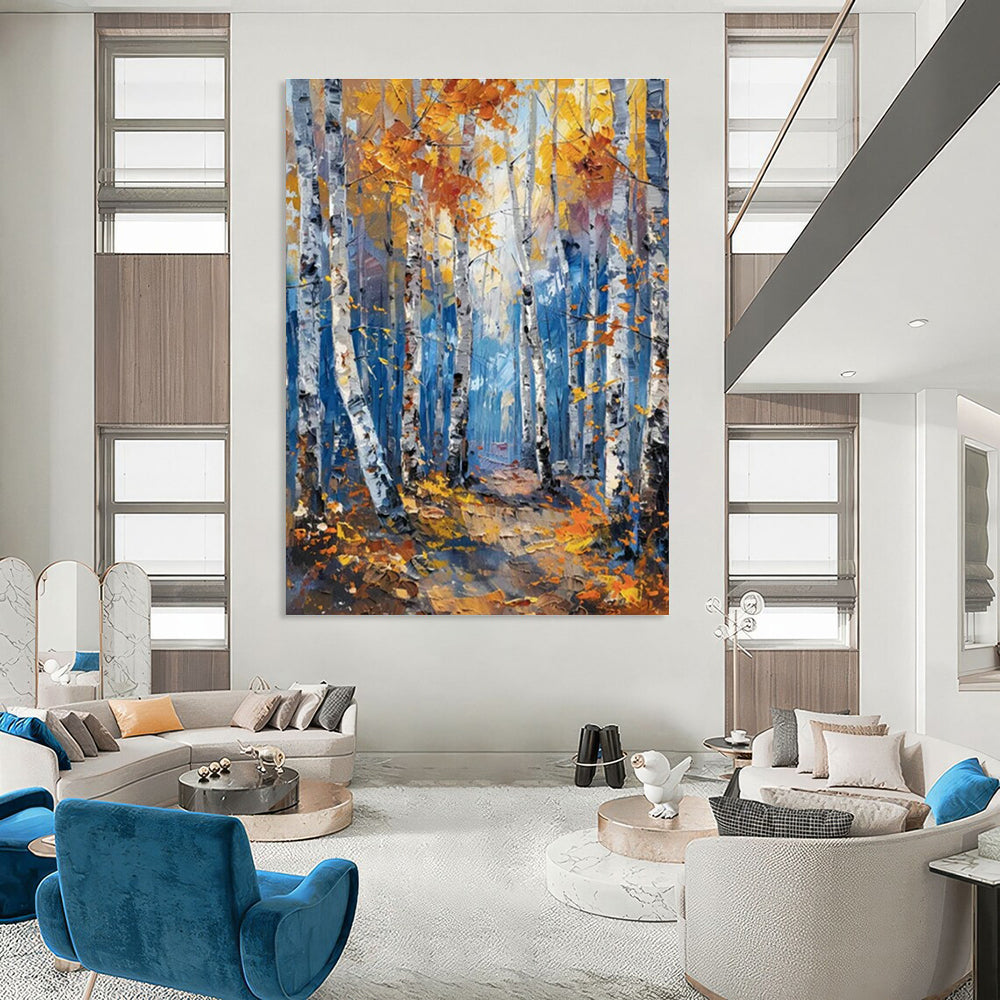 Autumn Birch Forest Art for Cabin in the Woods & Nature - Lover’s Library DLZ1413