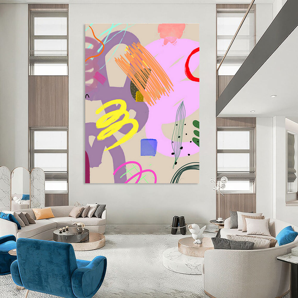Pastel - Toned Doodle Art for Craft Workshop & Boho - Chic Home Bedroom DLZ0648