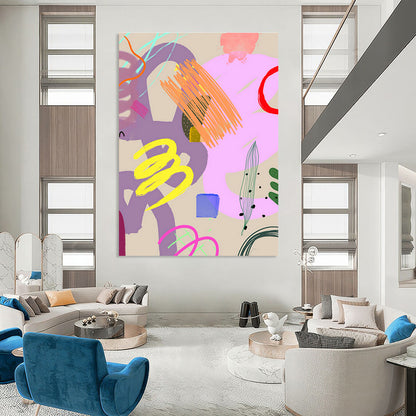 Pastel - Toned Doodle Art for Craft Workshop & Boho - Chic Home Bedroom DLZ0648
