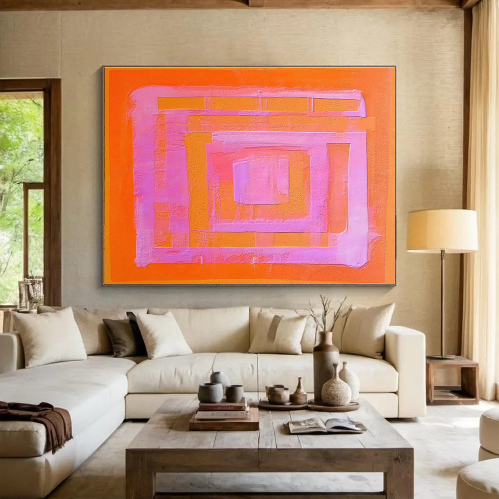 Orange - Pink Geometric Art for Bold Home Office DLZ2752