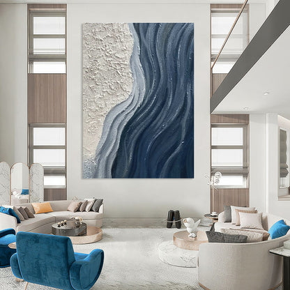 Textured Wave Abstract Art for Coastal Café & Nautical - Themed Home Office DLZ0662