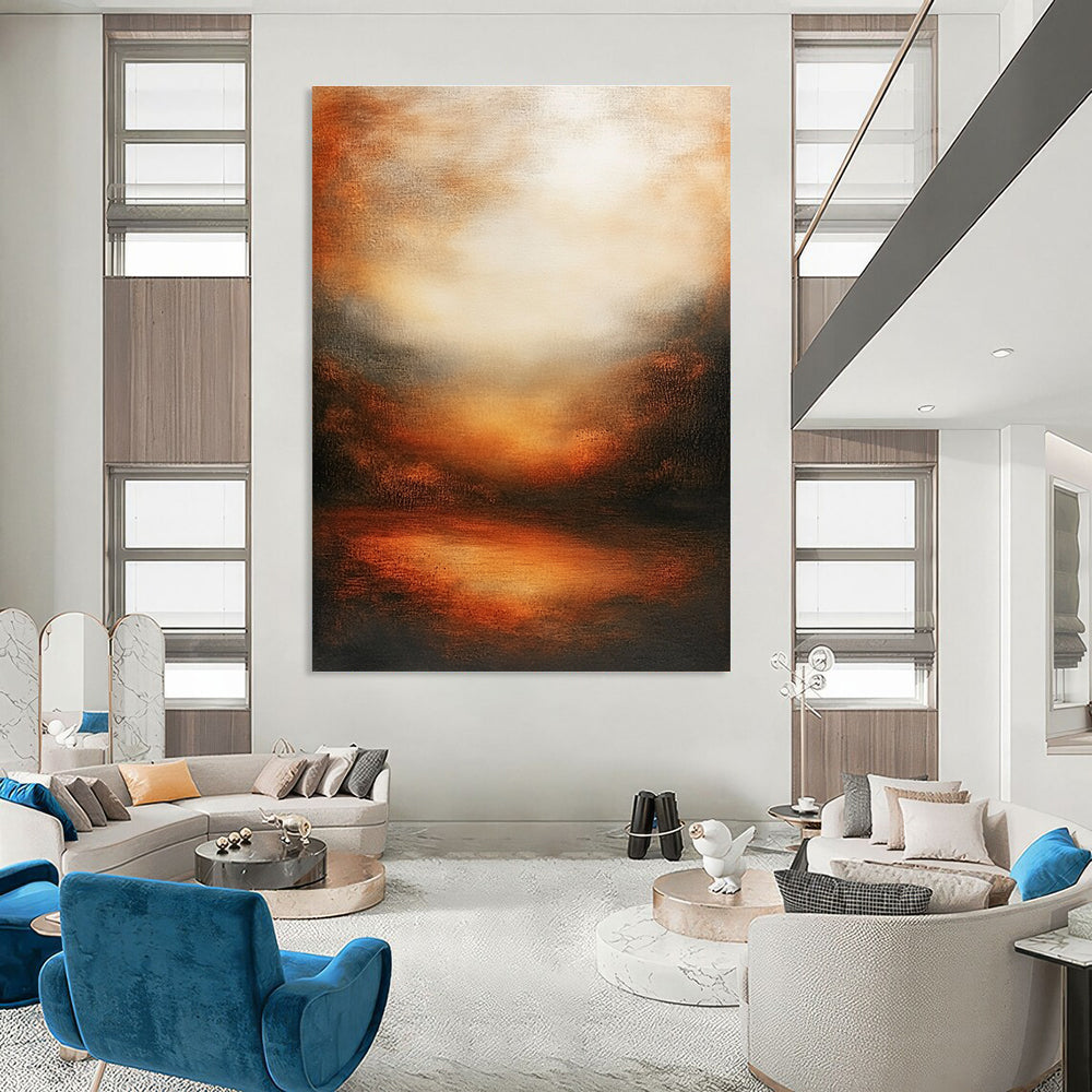 Warm Toned Abstract Sunset Art for Beachfront Resort Spa & Cozy Home Living Room STSC146