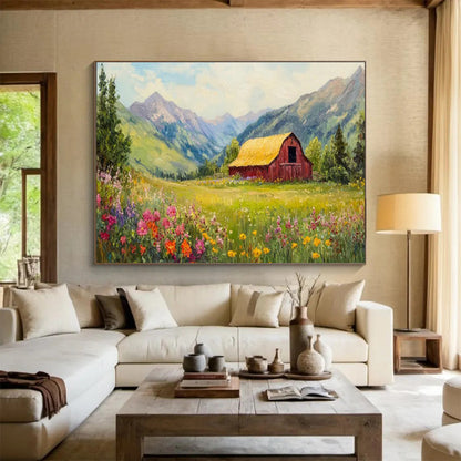 Countryside Barn & Flower Field Art for Rustic Farmhouse Kitchens DLZ3111