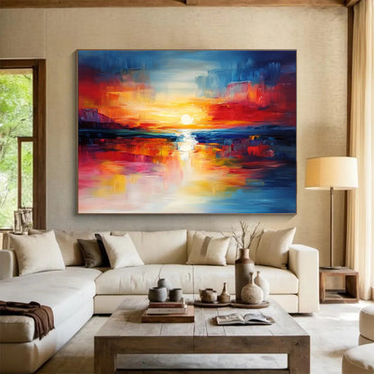 Colorful Sunset Art for Living Room & Beachfront Hotel SC561