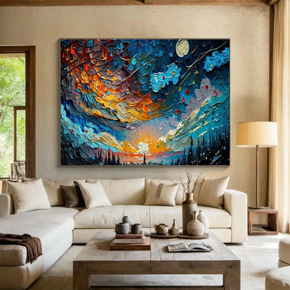 Colorful Starry Sky Art for Bohemian - Style Rooftop Lounge Spaces DLZ3262