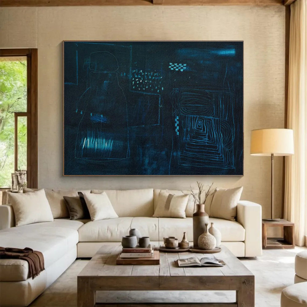 Dark - Blue Line Abstract Art for Mysterious Home Theaters DLZ2407