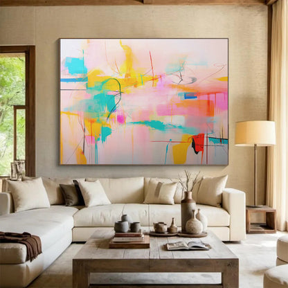 Pink - Colored Line Abstract Art for Cozy Reading Nook DLZ2884