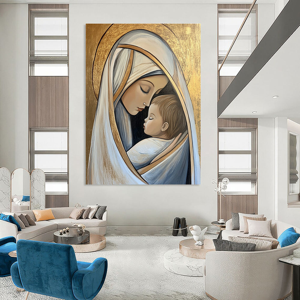 Madonna and Child Art for Religious Institution & Serene Home Prayer Room STSC1434