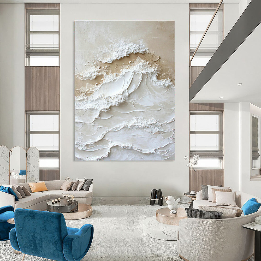 Textured Wave Relief Art for Beach House & Coastal Art Gallery DLZ0735