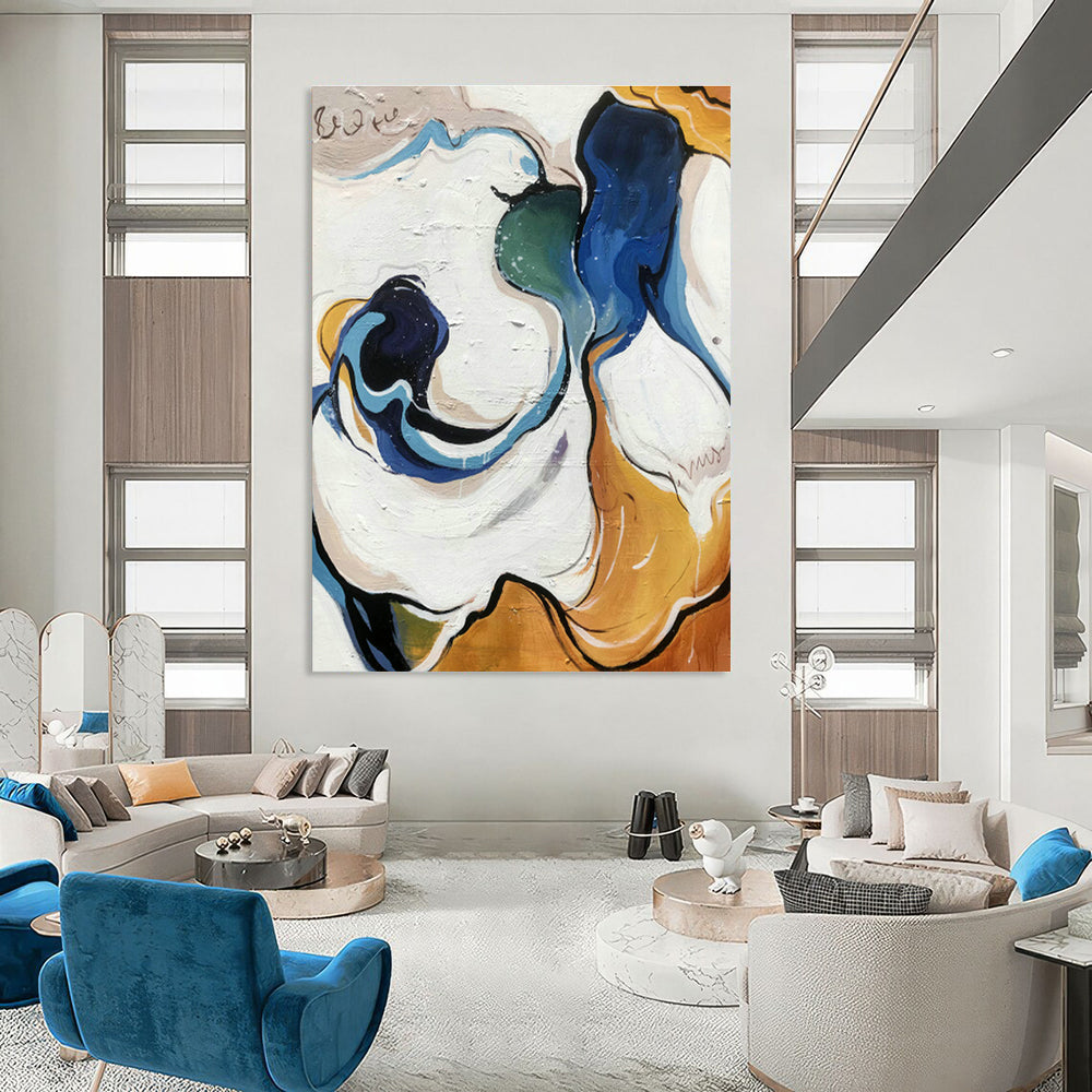 Curved Color Abstract Art for Living Room & Bedroom DLZ0465