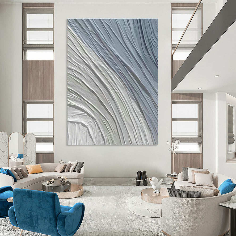Light Blue Wrinkled Abstract Art for Bedroom & Study DLZ0580