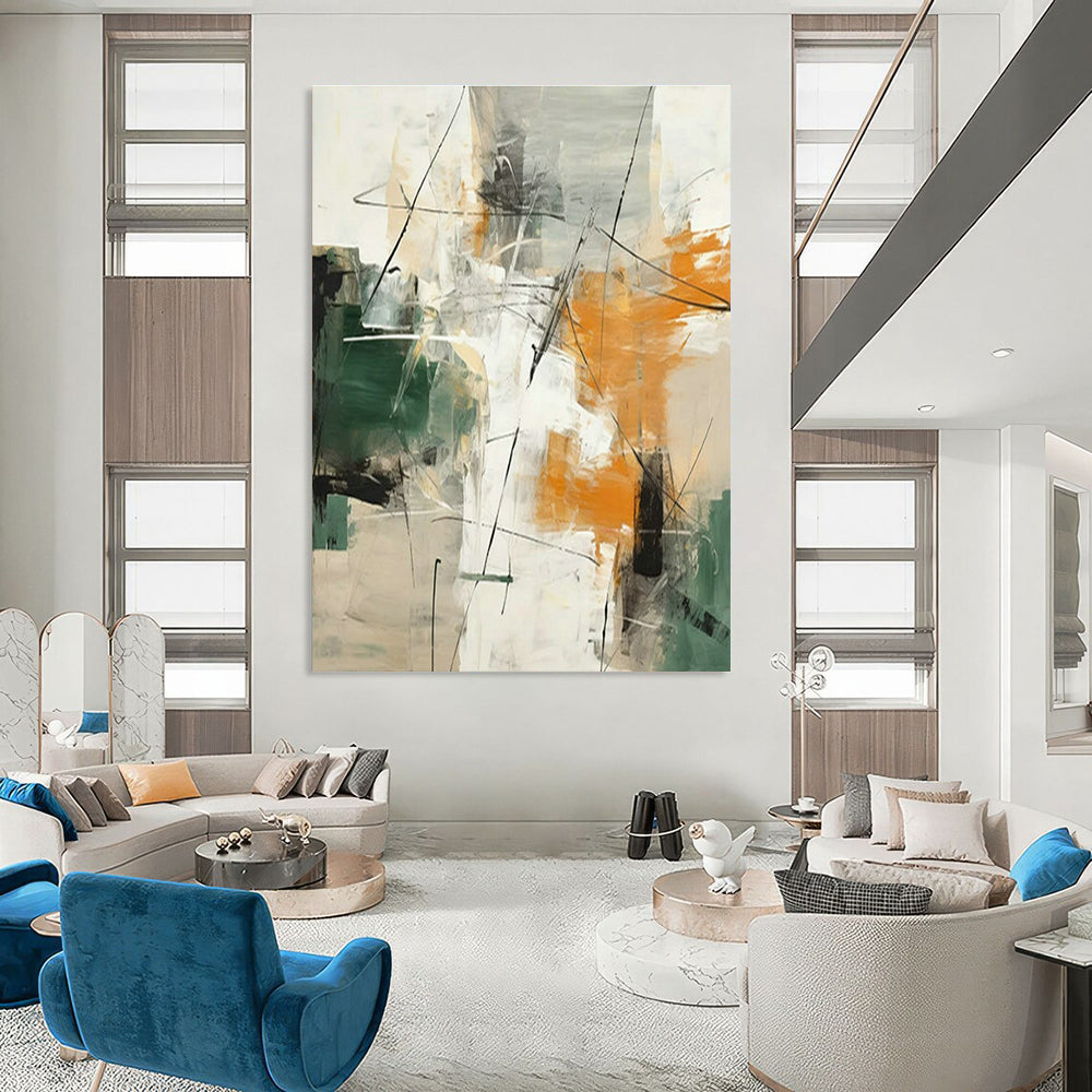 Green - Orange - Gray Abstract Art for Eclectic Kitchen & Art - Inspired Retail Store DLZ1726