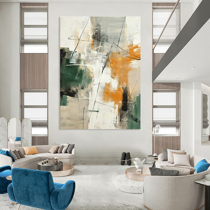 Green - Orange - Gray Abstract Art for Eclectic Kitchen & Art - Inspired Retail Store DLZ1726