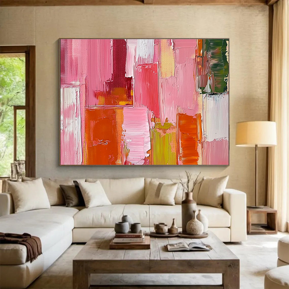 Pink Color Block Art for Trendy Women’s Fashion Boutique & Cheerful Girls’ Bedroom SC118