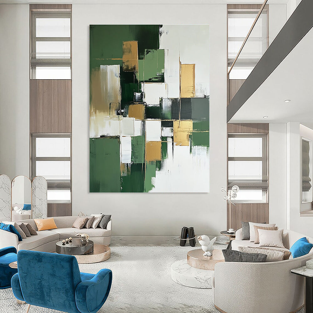 Green and Gold Geometric Abstract for Luxury Home Office & Art Deco - Inspired Lounge STSC611