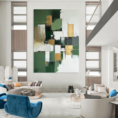 Green and Gold Geometric Abstract for Luxury Home Office & Art Deco - Inspired Lounge STSC611