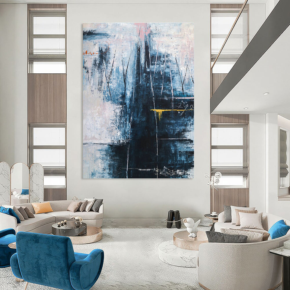 Blue - Pink - Gray Abstract Art for Art Gallery & Home Spa DLZ1118