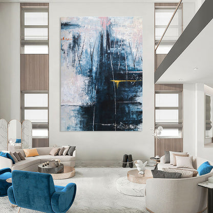 Blue - Pink - Gray Abstract Art for Art Gallery & Home Spa DLZ1118