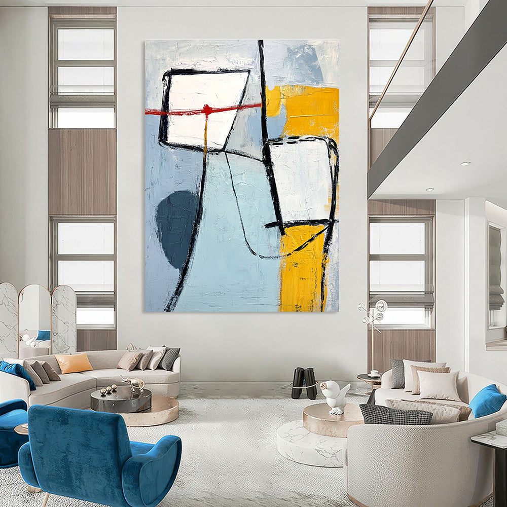 Blue and Yellow Abstract Forms for Coastal - Themed Home & Bright Office Space STSC613