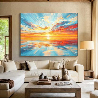 Breathtaking Sunset Over Sea Art for Coastal Living Room & Beachfront Hotel SC403