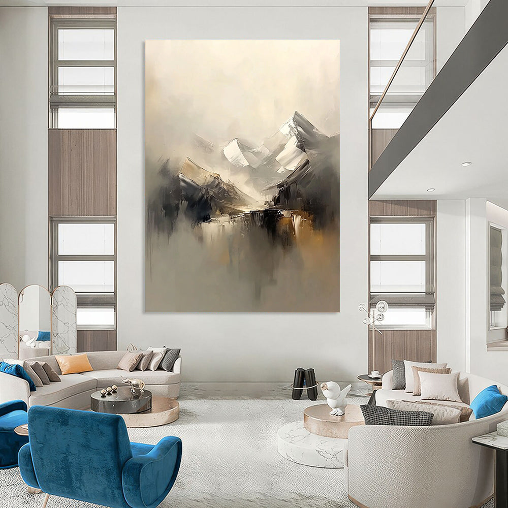 Monochromatic Mountain Art for Living Room & Gallery STSC699
