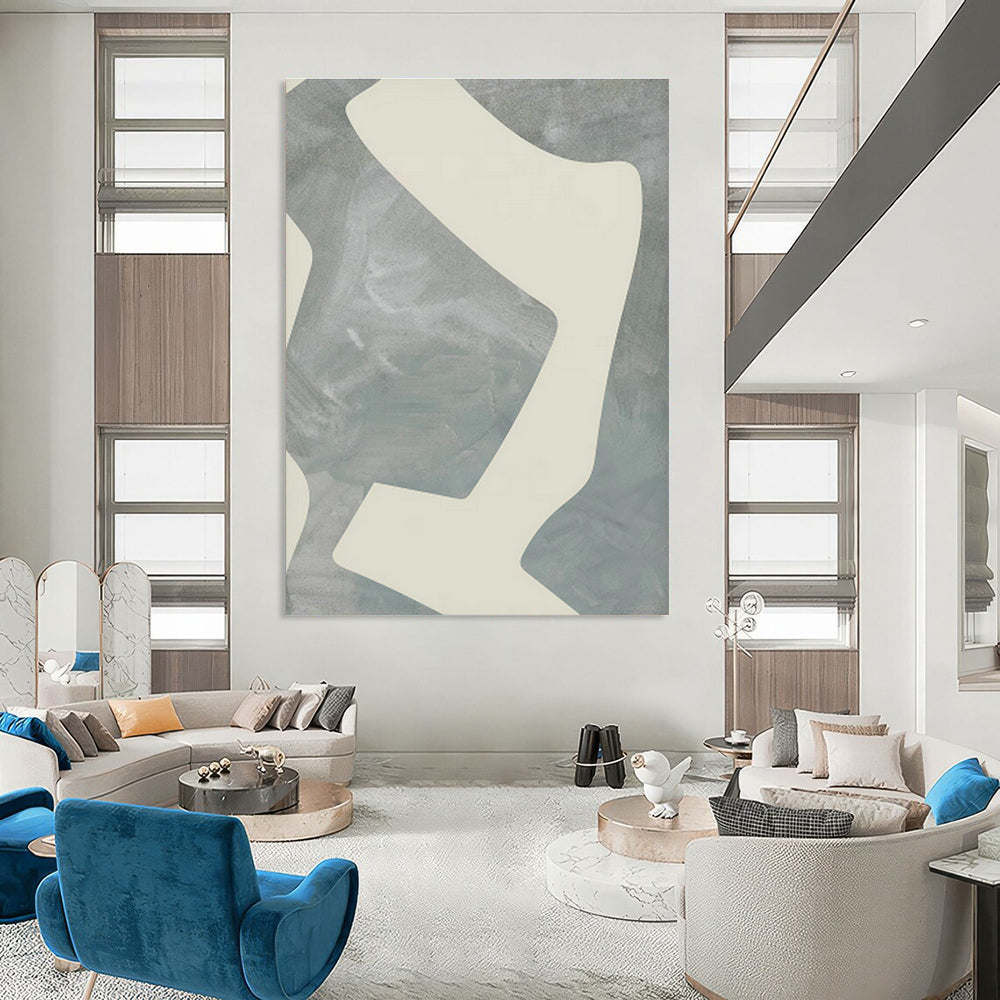 Light Gray Geometric Abstract Art for Minimalist Office & Modern Living Room DLZ0710