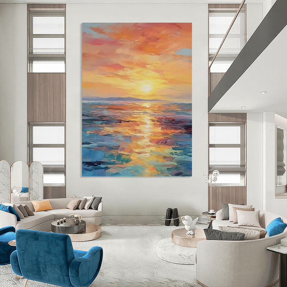 Sunset Ocean View Art for Coastal Home Bedroom & Beachfront Restaurant DLZ1533