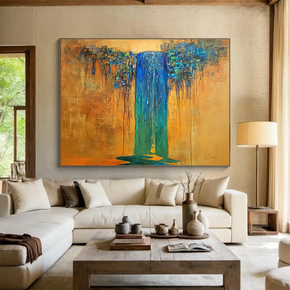 Fantasy Waterfall Abstract Art for Bohemian Bedroom & Spiritual Meditation Space SC334