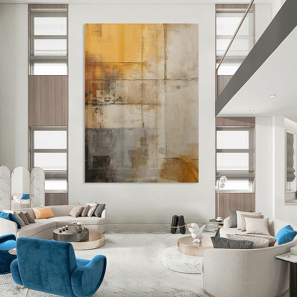Yellow - Gray Abstract Art for Industrial - Chic Loft & Creative Agency DLZ1954