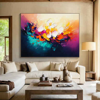 Colorful Flower Burst Art for Romantic Wedding Venue & Bohemian Living Room SC320