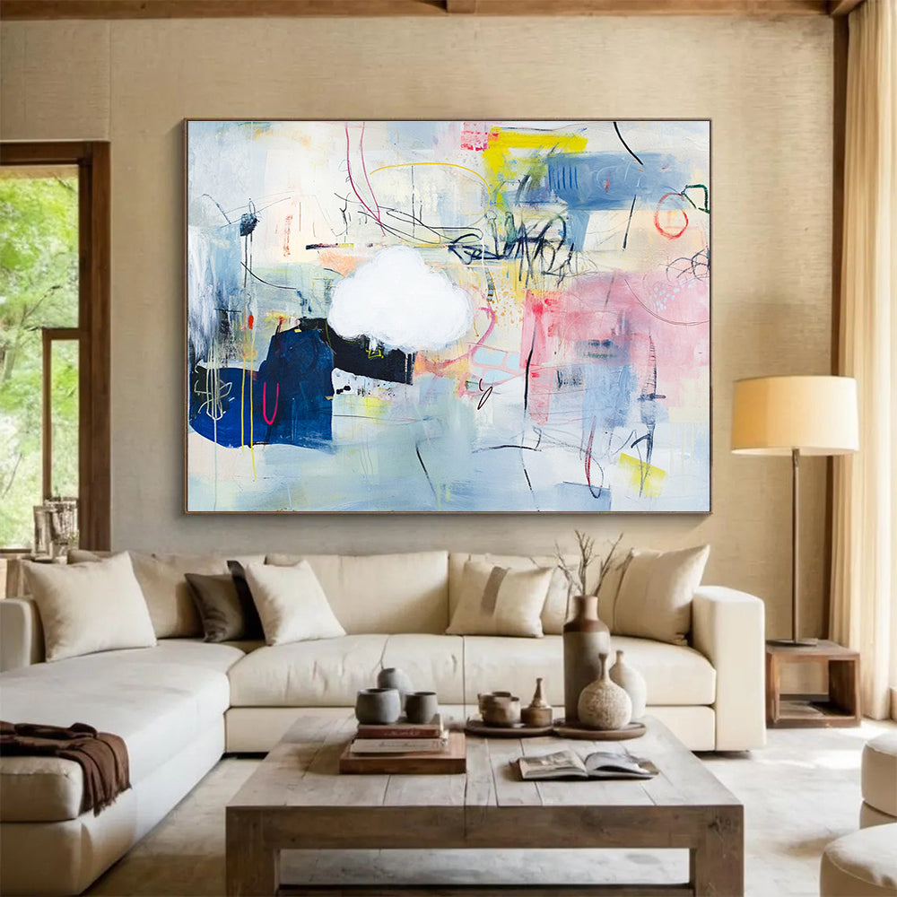 Abstract with Cloud Element Art for Dreamy Bedroom & Intimate Art Gallery SC477