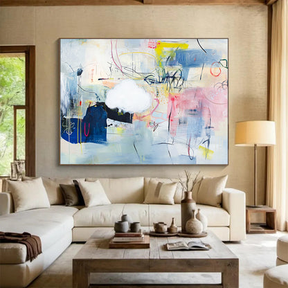 Abstract with Cloud Element Art for Dreamy Bedroom & Intimate Art Gallery SC477