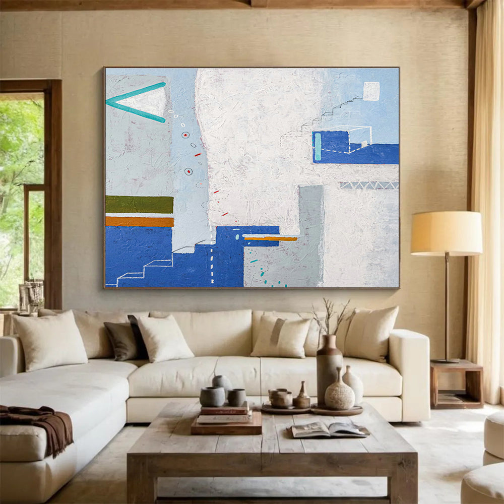 Blue - White Architectural Abstract Art for Creative Real Estate Agency DLZ2955