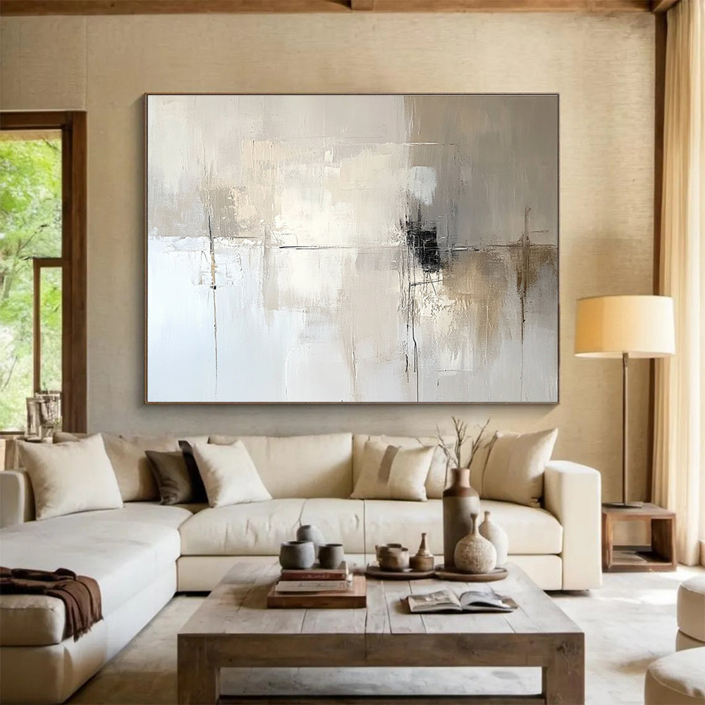 Neutral Abstract Composition Art for Minimalist Living Room & Modern Office Reception SC291