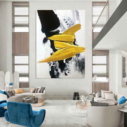 Yellow - Black Abstract Art for Living Room & Office DLZ0481