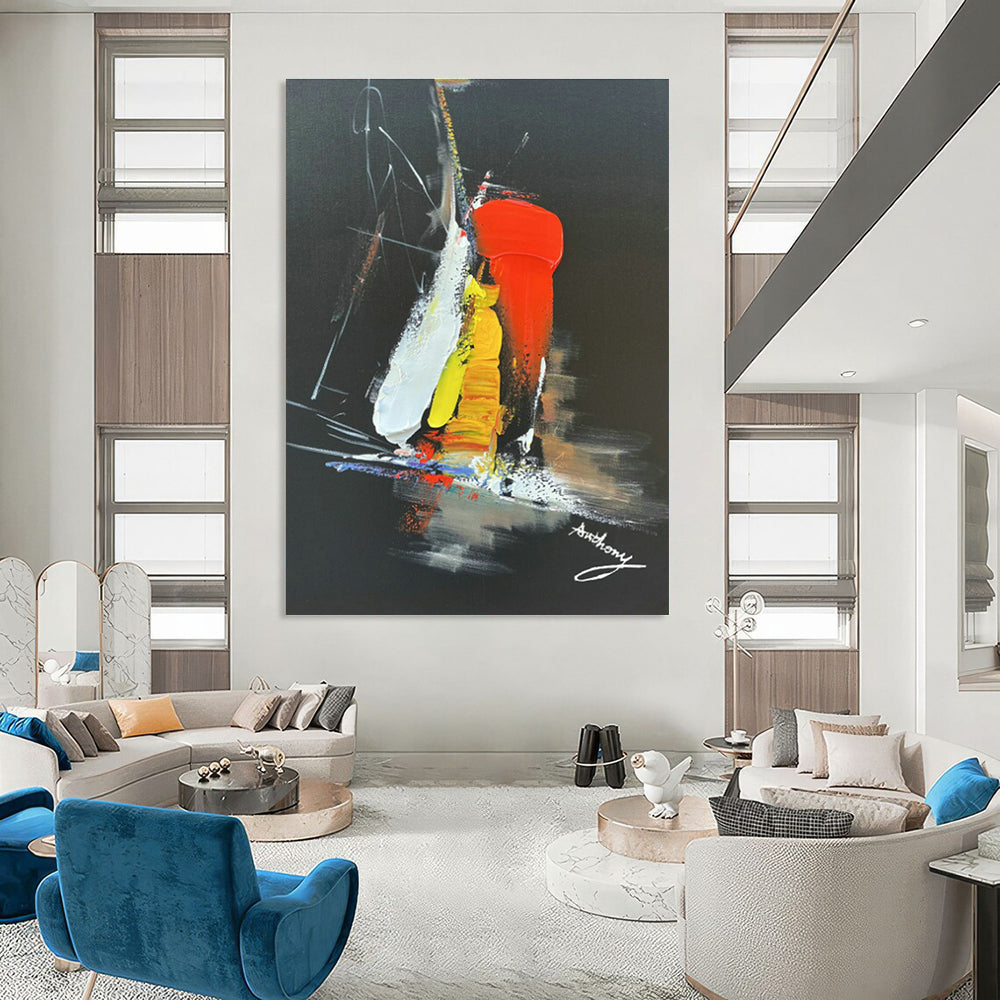 Colorful Abstract on Black for Trendy Nightclub & Creative Studio Break Area DLZ0826