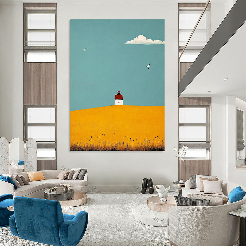 Lighthouse on Yellow Hill Art for Nautical Home Entryway & Coastal Community Center STSC1039