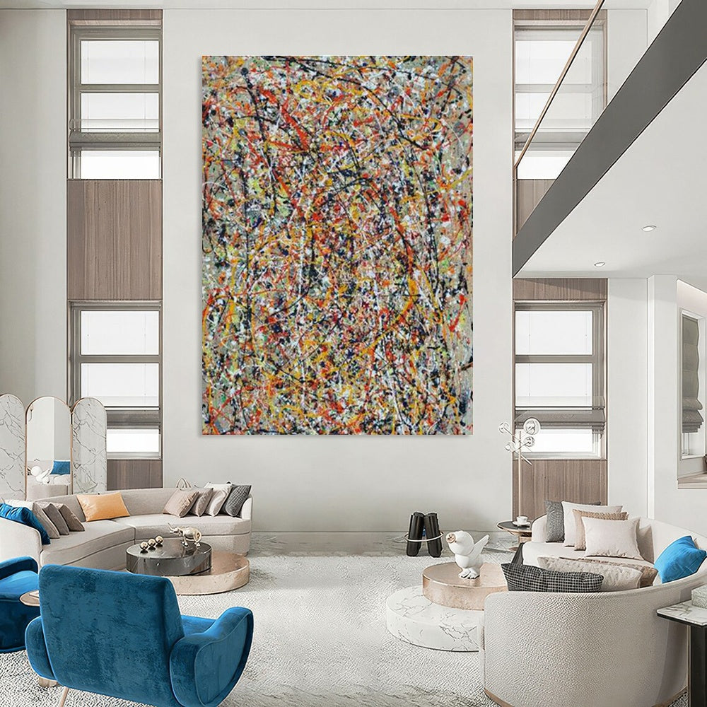 Pollock - Style Abstract Art for Creative Agency Breakroom & Eclectic Art Bar DLZ1573