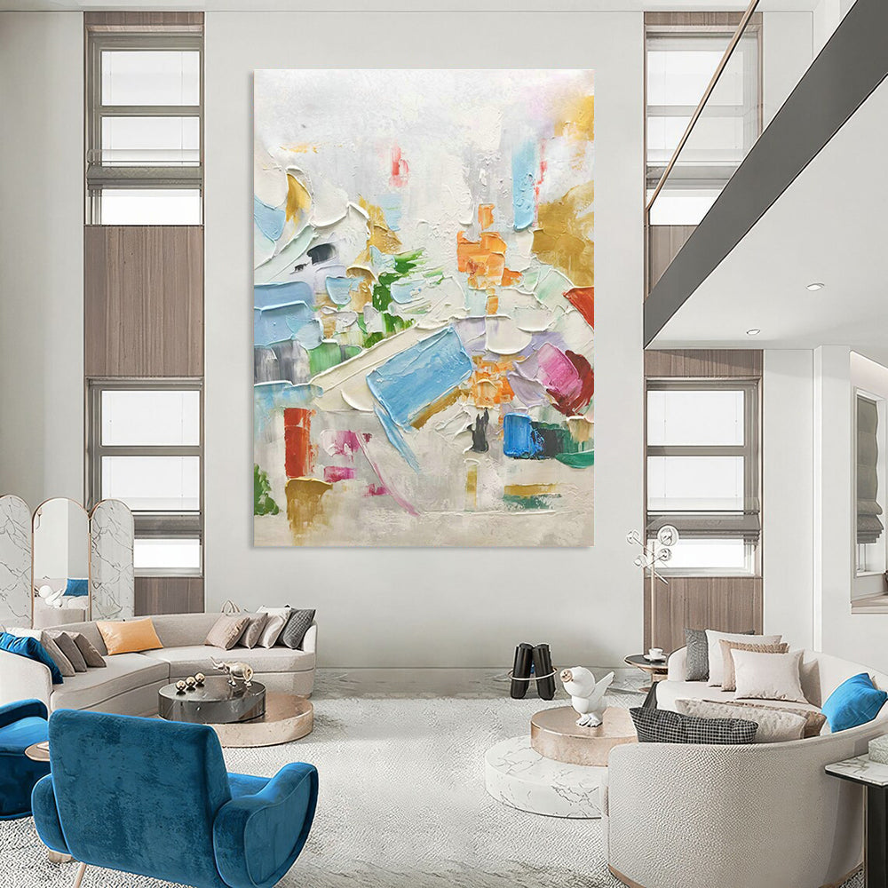Thick - Painted Color Abstract Art for Creative Coworking Space & Eclectic Home Living Room DLZ1607