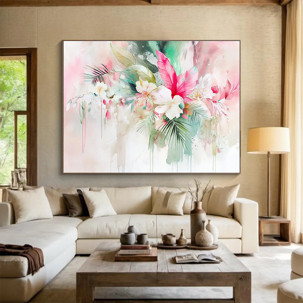 Watercolor Floral Bouquet Art for Romantic Wedding Venue & Feminine Home Salon SC290