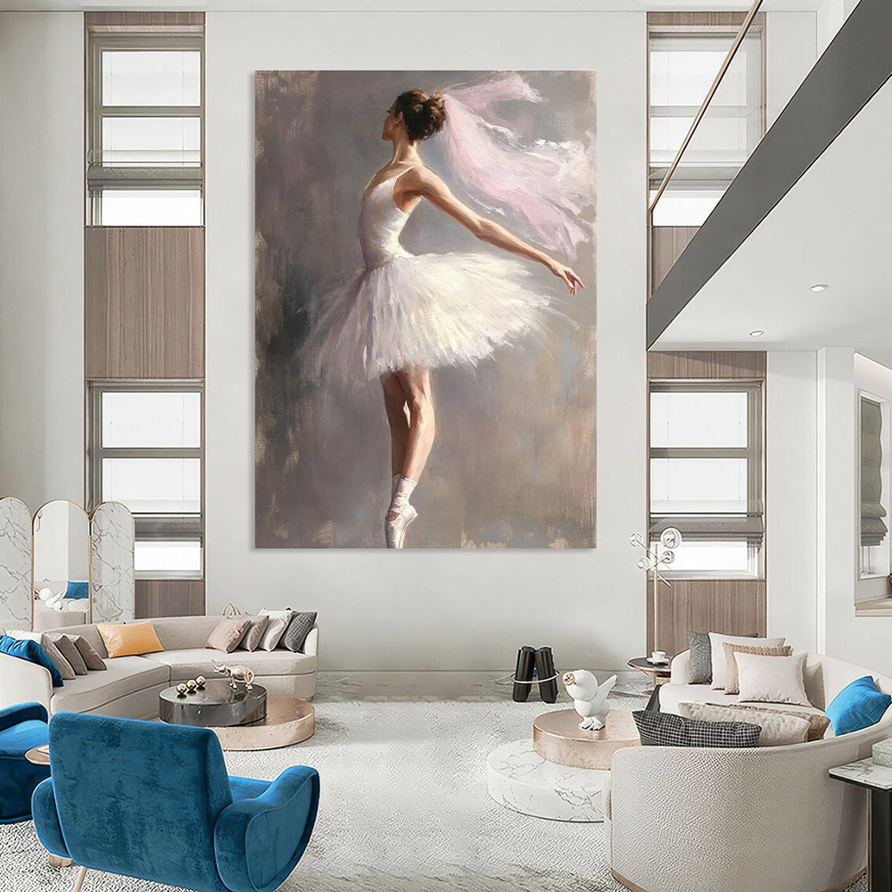 Ballerina in White Tutu for Classical Dance Studio & Elegant Home Dining Room STSC1004