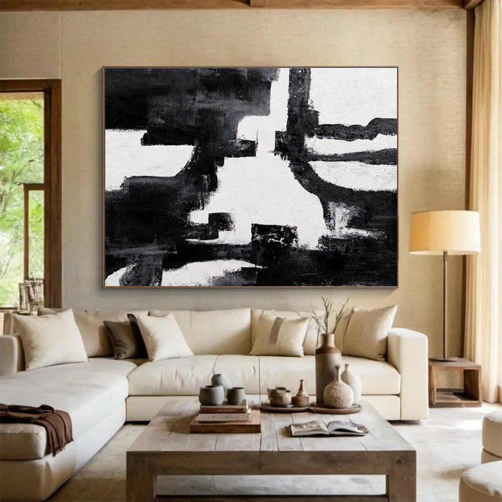 Minimalist Black and White Abstract Art for a Minimalist Study DLZ2402