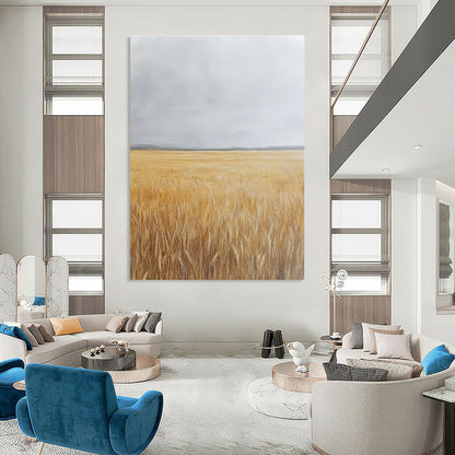 Golden Wheat Field Art for Rustic Home Dining Room & Agricultural Art Exhibition STSC1034
