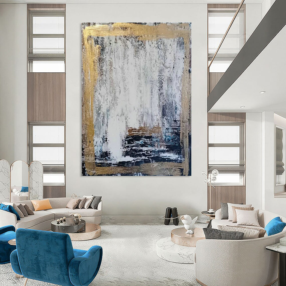 Gold - Framed Abstract Art for Luxury Hotel Lobby & Art - Centric Dining Room DLZ2113