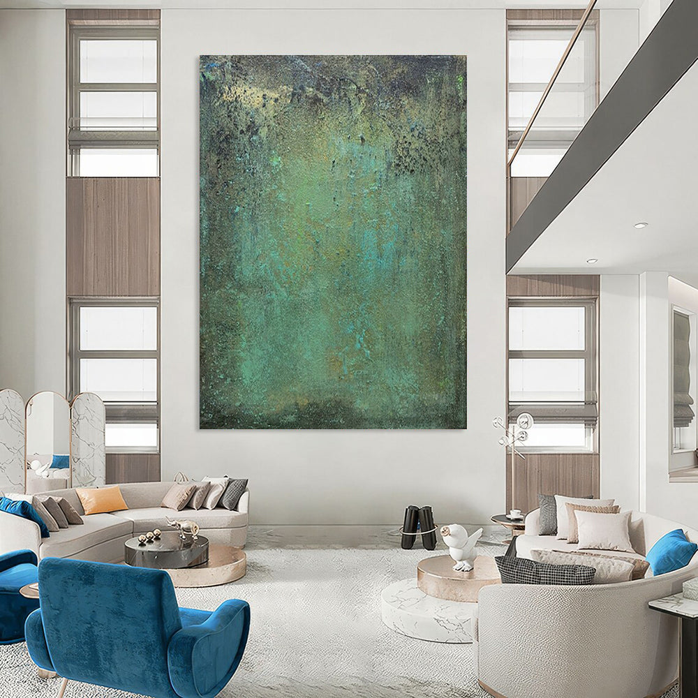 Teal - Green Textured Art for Coastal Home Office & Artistic Living Room DLZ1475