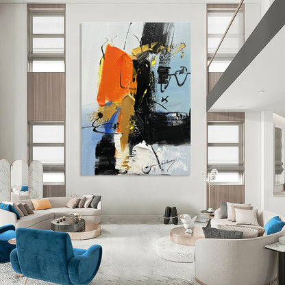 Orange - Black - Blue Abstract Art for Sports Bar & Creative Agency Office DLZ1665