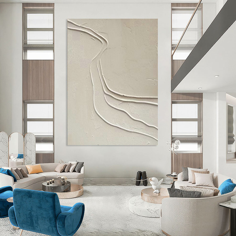 Curved Beige Textured Art for Scandinavian Nursery & Neutral - Toned Yoga Studio DLZ1997
