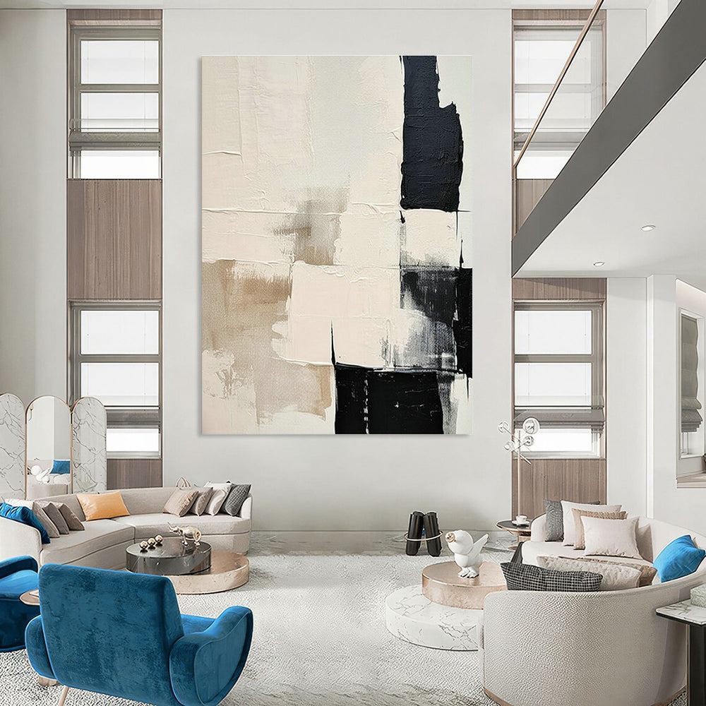 Beige - White - Black Abstract Art for Scandinavian - Style Home & Modern Art Café DLZ1875