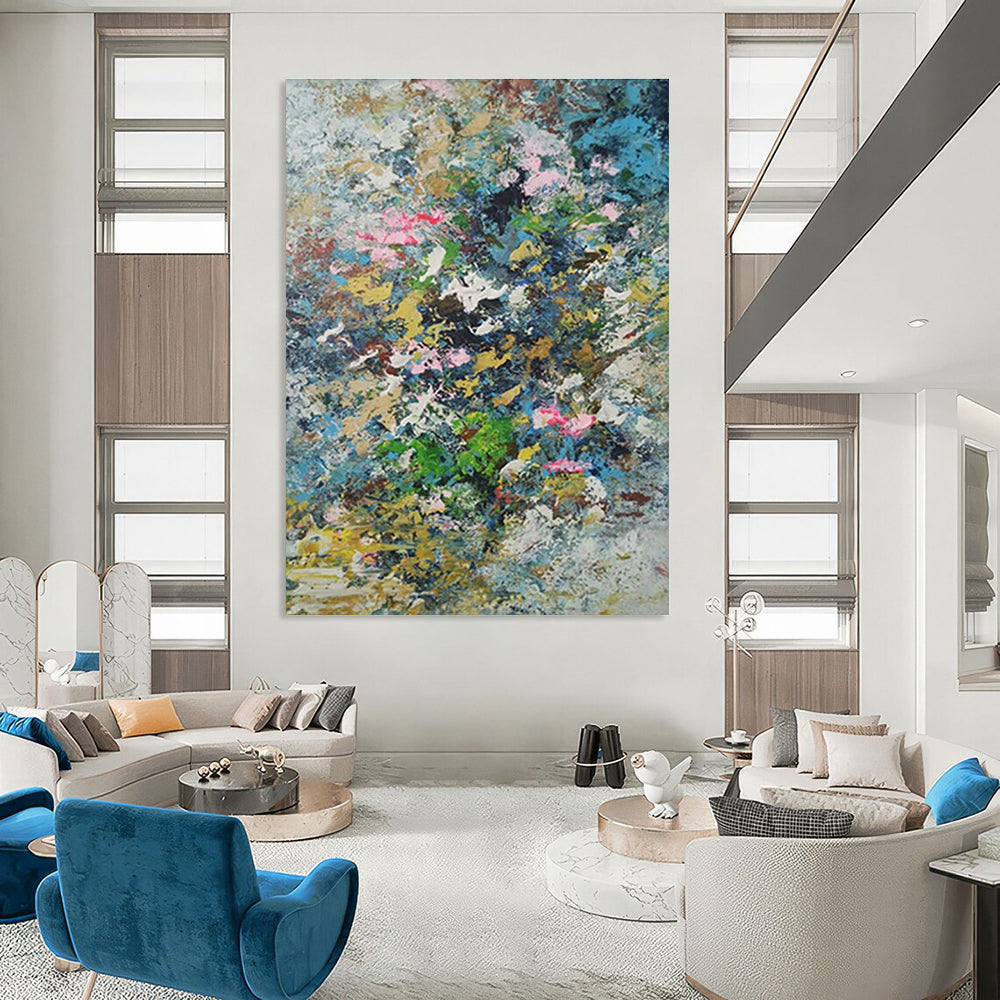 Colorful Floral Abstract Art for Garden Café Outdoor Seating Walls DLZ0016
